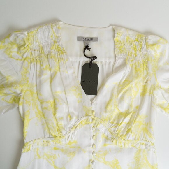 ✨ All Saints Mini Dress Demi Marama Citrus Yellow - Picture 4 of 13